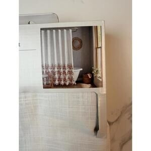 Threshold Coastal Abstract Shower Curtain Cream Red 72x72 NIB